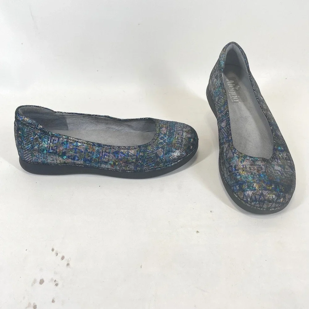 Alegria by PG Lite Petal Ballet Flats Metallic Mosaic Leather PET-321 Size 9
